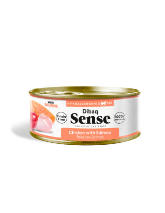 Alimento Húmedo Gato Adulto Dibaq Sense Pollo Y Salmón Lata 70 Gr