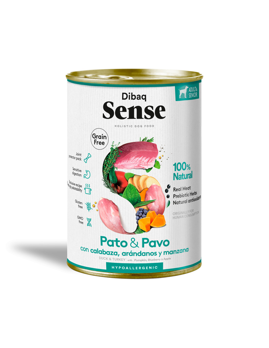 Alimento Húmedo Adulto Dibaq Sense Pato y Pavo Lata 380 Gr