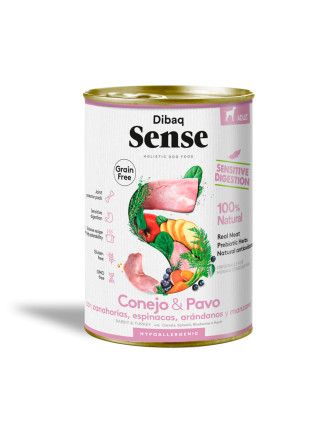 Alimento Húmedo Adulto Dibaq Sensitive Conejo y Pavo Lata 380 Gr
