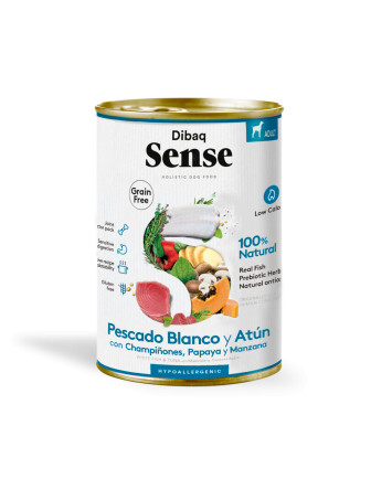 Alimento Húmedo Adulto Dibaq Pescado Blanco y Atún Lata 380 Gr