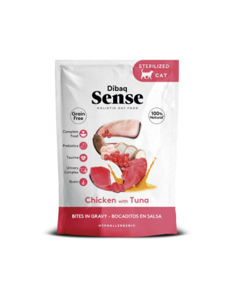 Alimento Húmedo Gato Dibaq Sense Bocaditos en Salsa Pollo con Atún 100g