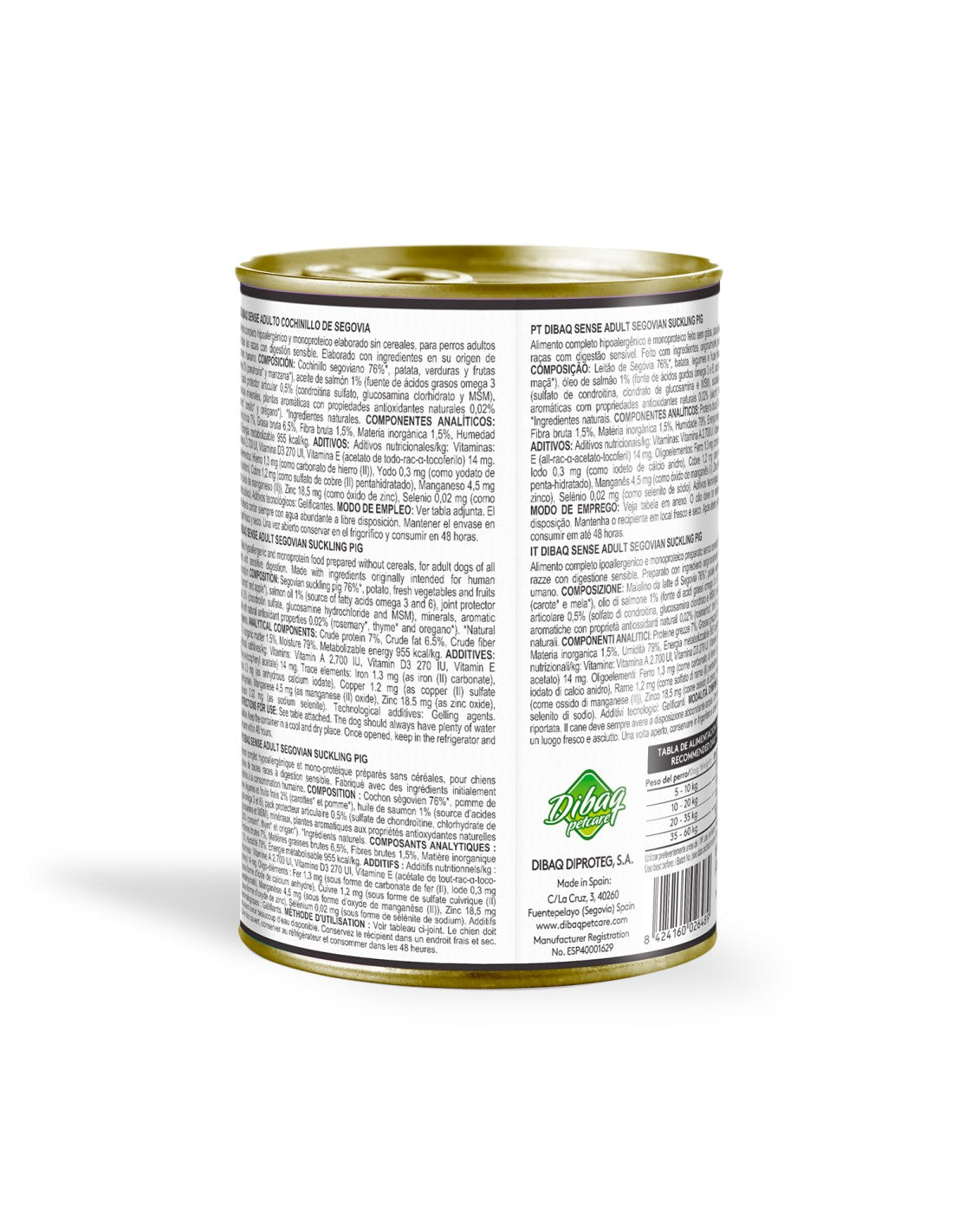 Alimento Húmedo para Perro Adulto Dibaq Sense Cochinillo 380g