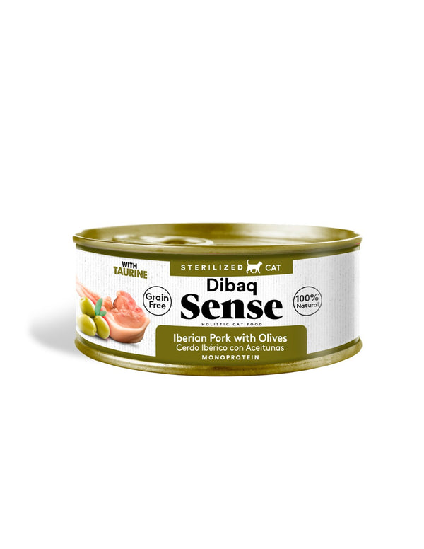 Alimento Húmedo para Gato Adulto Dibaq Sense Esterilizado Cerdo Ibérico con Aceitunas 70g