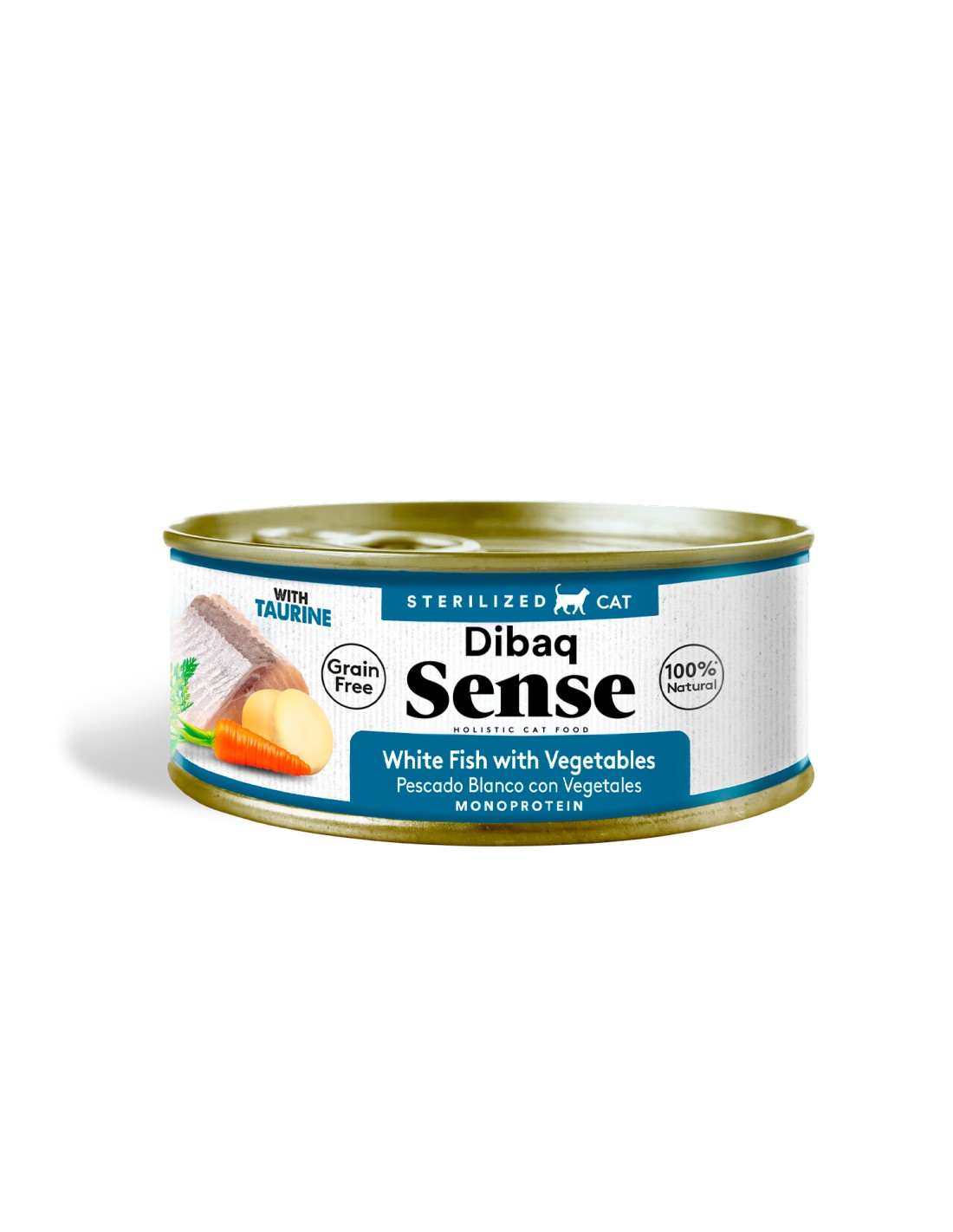Alimento Húmedo para Gato Adulto Dibaq Sense Esterilizado Pescado Blanco con Vegetales 70g