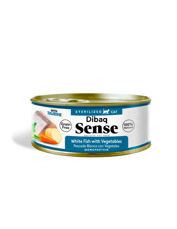Alimento Húmedo para Gato Adulto Dibaq Sense Esterilizado Pescado Blanco con Vegetales 70g