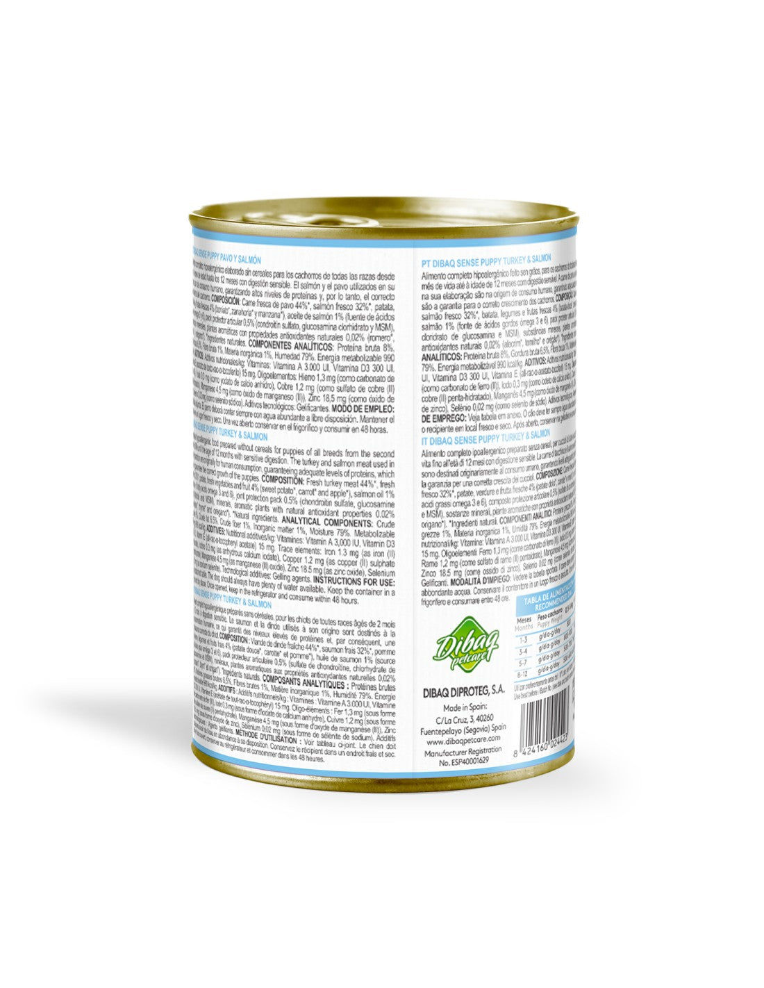 Alimento Húmedo para Perro Adulto Dibaq Sense Pavo y Salmón 380g