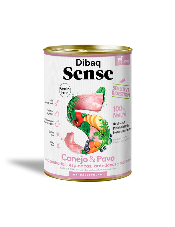 Alimento Húmedo para Perro Adulto Dibaq Sense Conejo y Pavo 380g