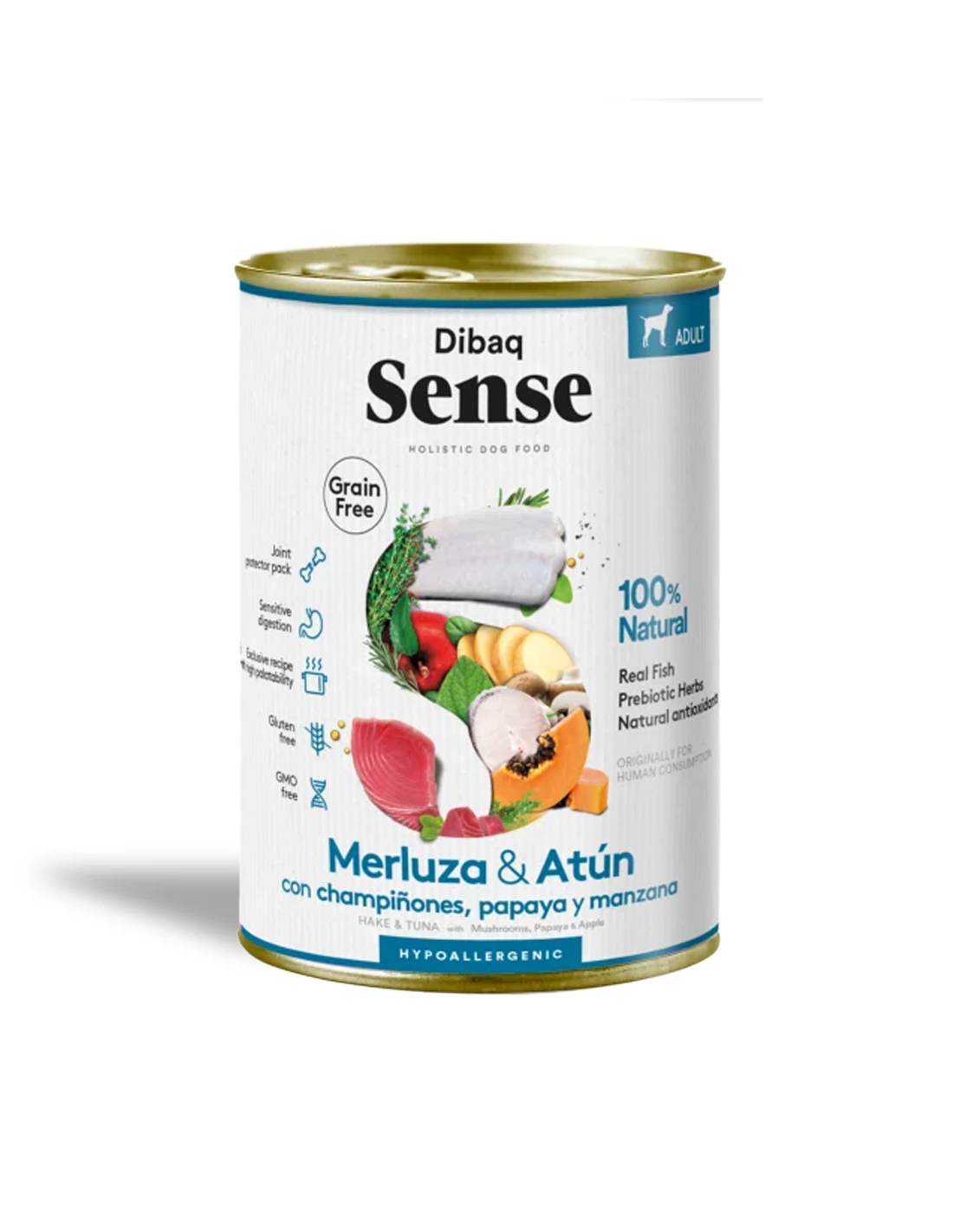 Alimento Húmedo para Perro Adulto Dibaq Sense Merluza y Atún 380g